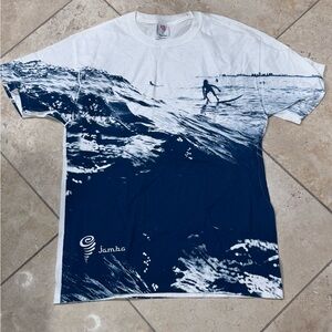 Jamba Juice Blue and White Graphic Surf T-Shirt